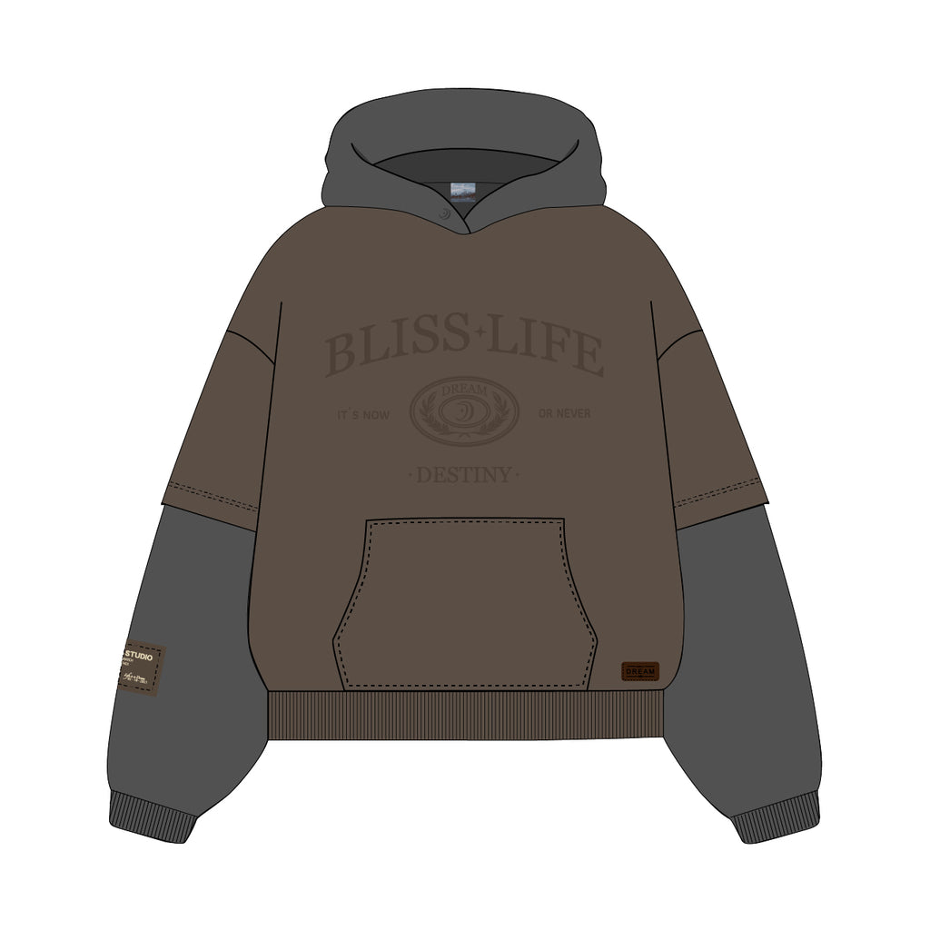 BLISS | Brown & Grey Hoodie