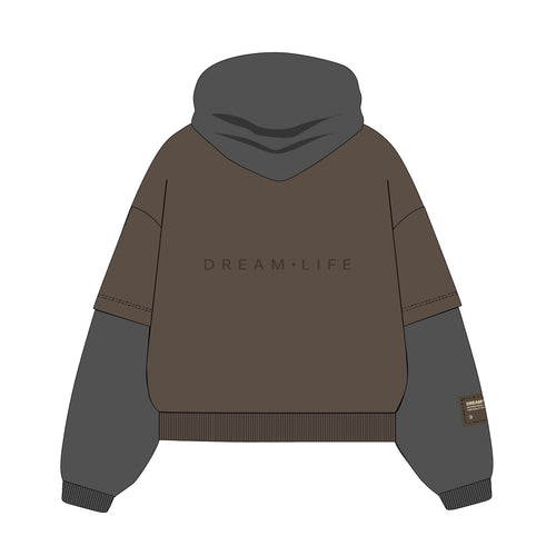 BLISS | Brown & Grey Hoodie