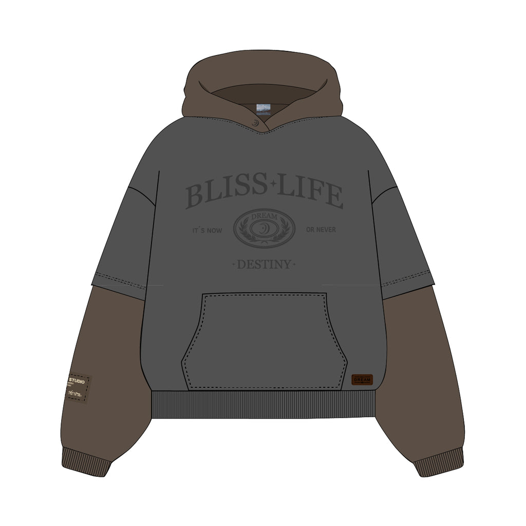 BLISS | Grey & Brown Hoodie