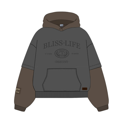 BLISS | Grey & Brown Hoodie