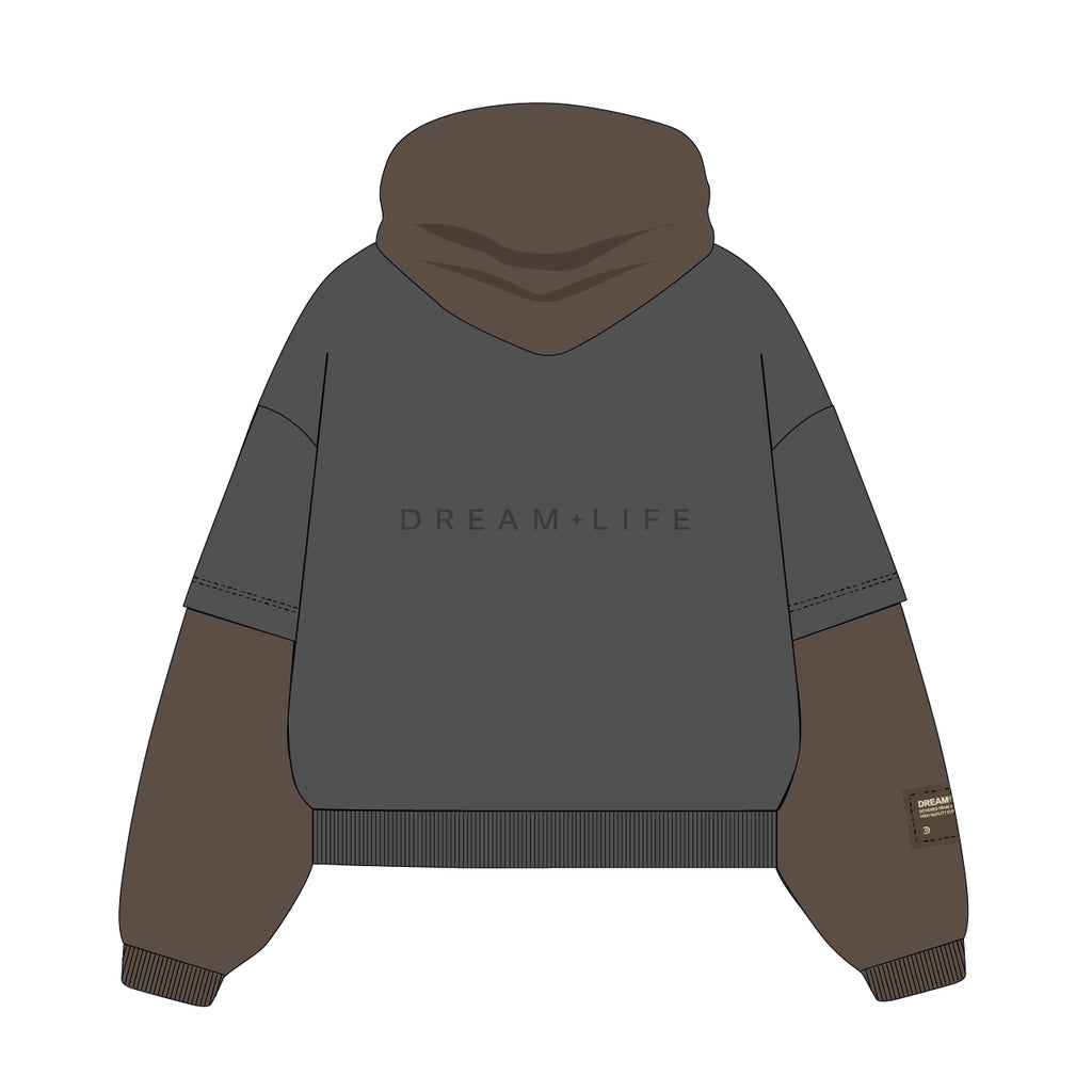 BLISS | Grey & Brown Hoodie