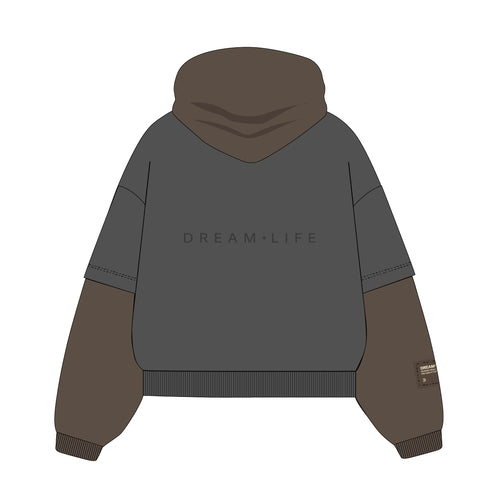 BLISS | Grey & Brown Hoodie