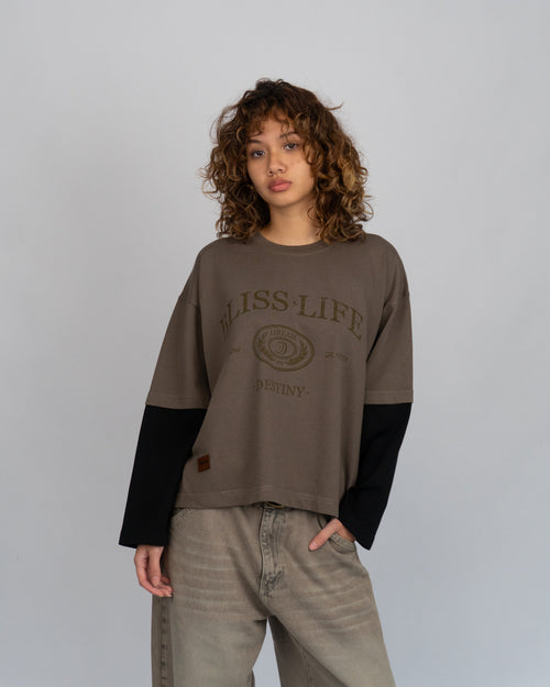 IML | Brown & black long sleeve shirt