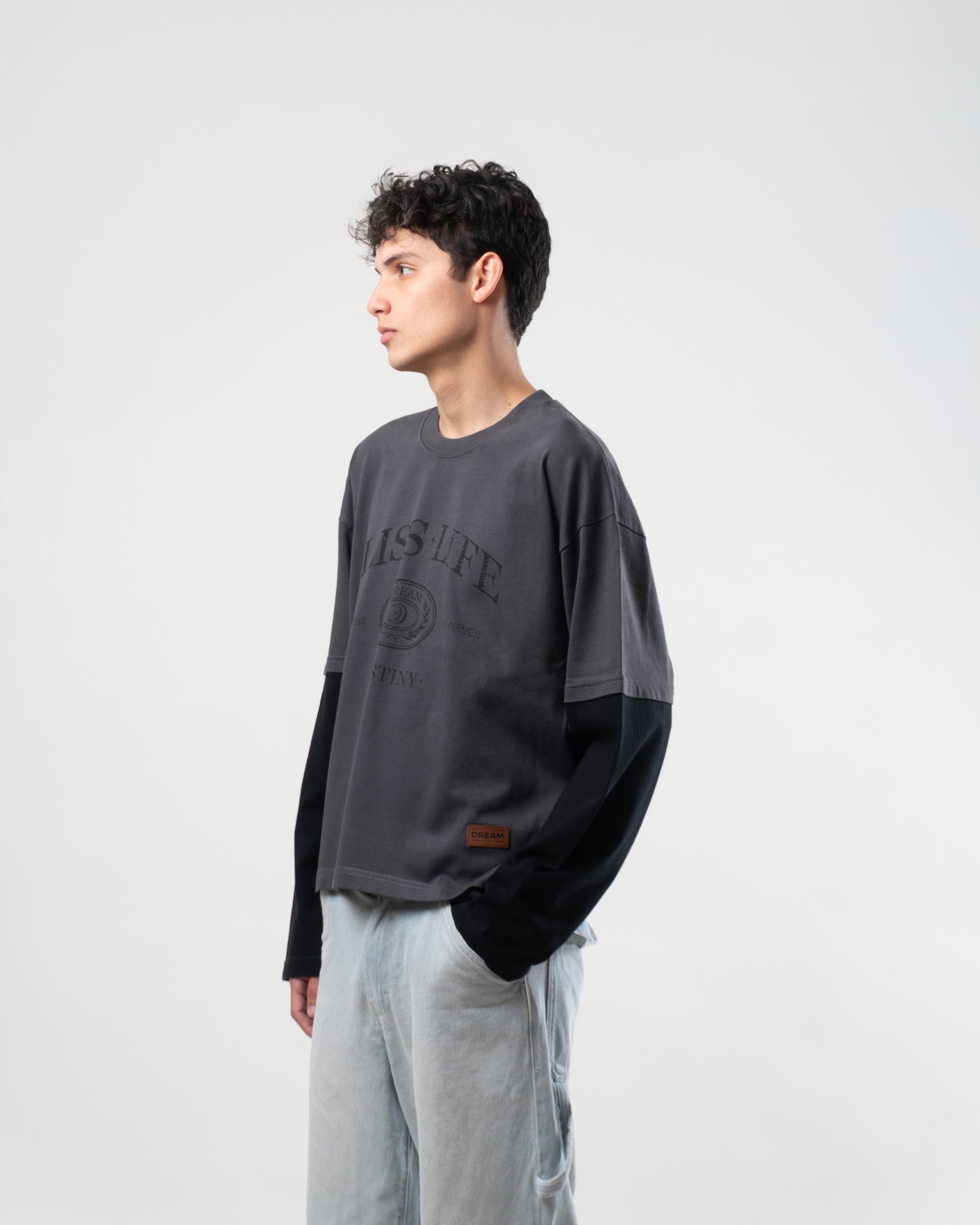 IML | Gray & black long sleeve shirt